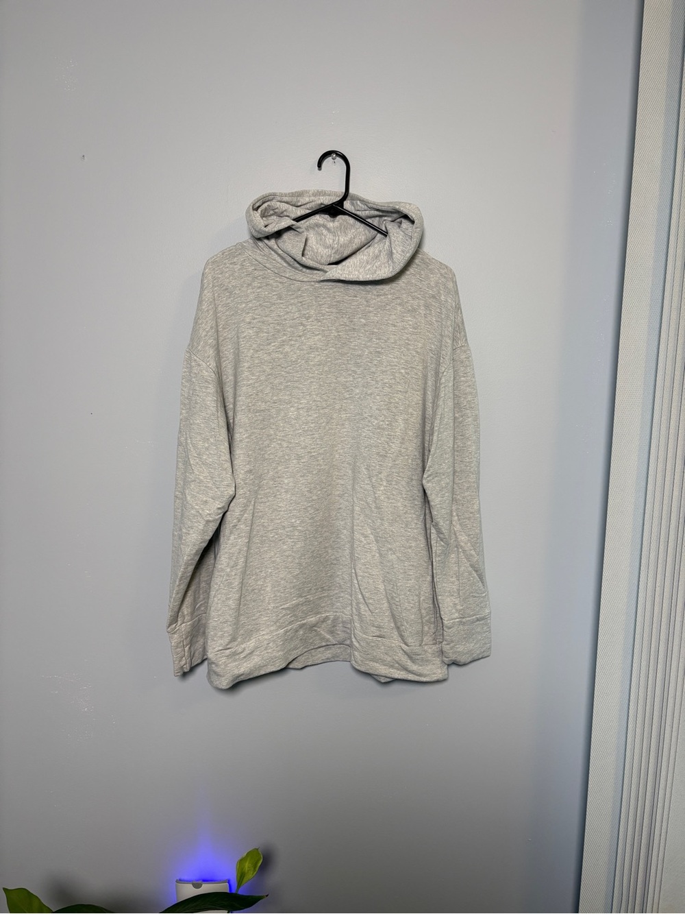 aerie Light Gray Hooded Cowl Pullover Sweater